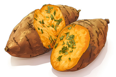 蜜薯干香甜美味的红薯插画