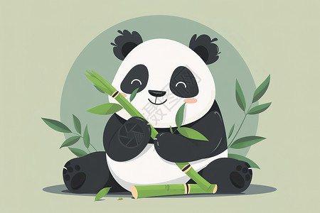 吃的吃竹子的熊猫插画