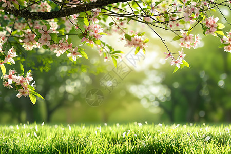 花枝条公园里的草地背景