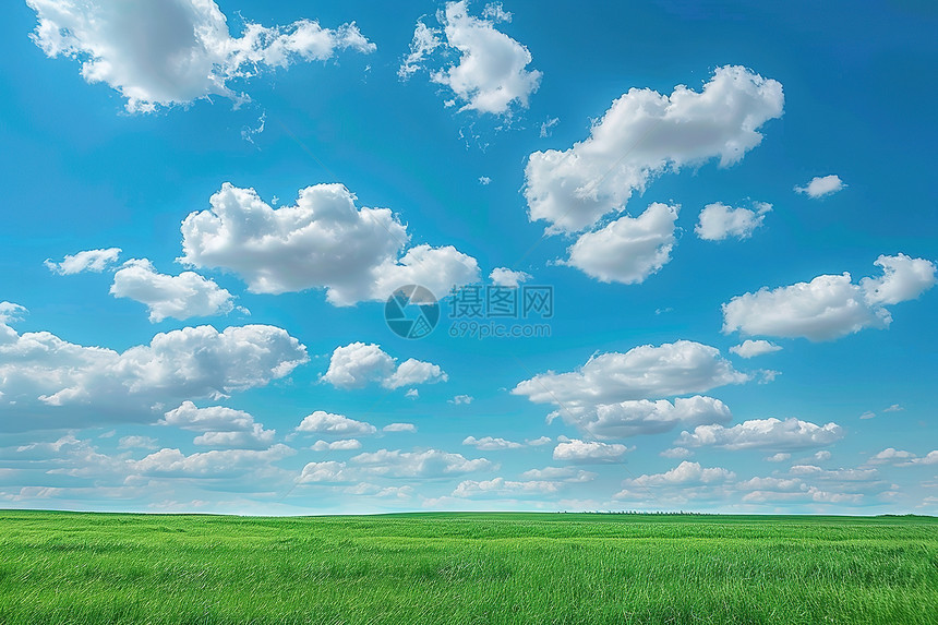 蓝天下的草原图片