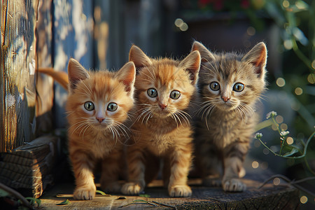 三只小猫可爱爱宠物高清图片