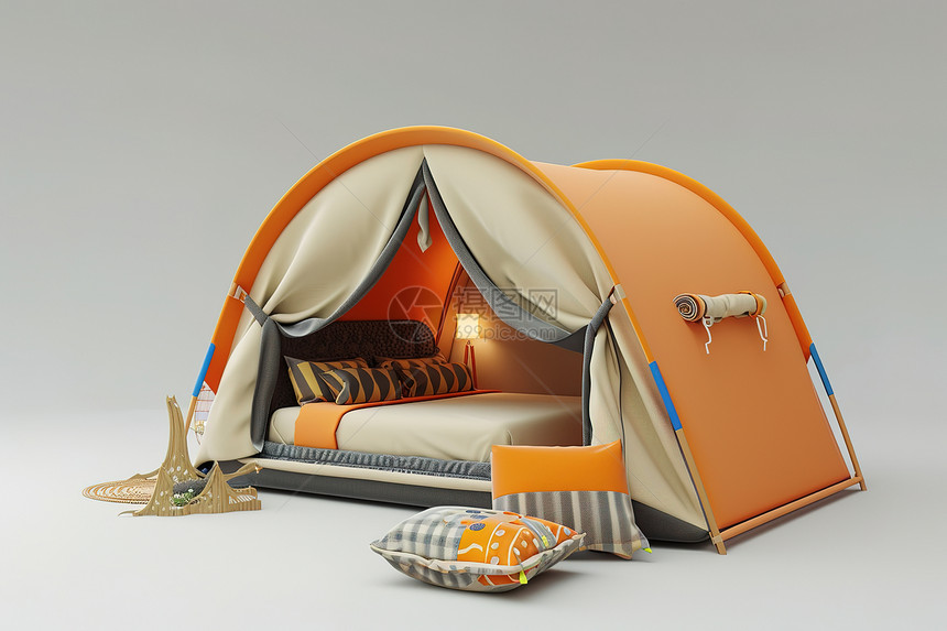 温暖的帐篷床图片