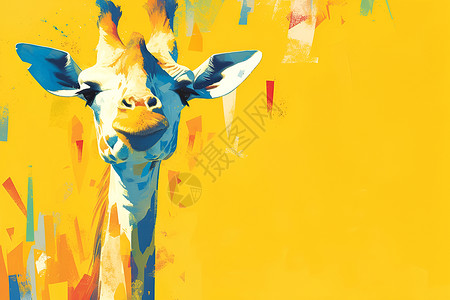 鼻孔黄色的长颈鹿插画