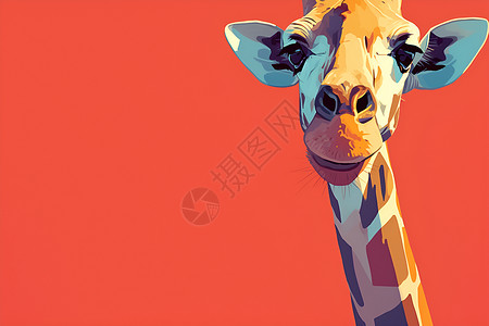 鼻孔可爱的长颈鹿插画