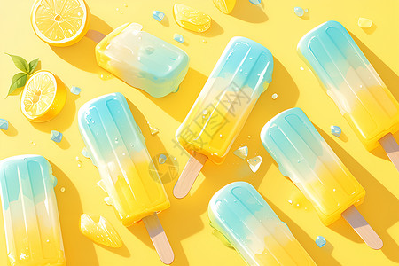 彩色冰棒夏日甜蜜的冰淇淋派对插画