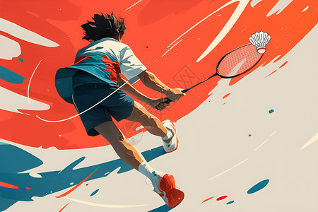 卡通运动人物羽毛球运动员插画