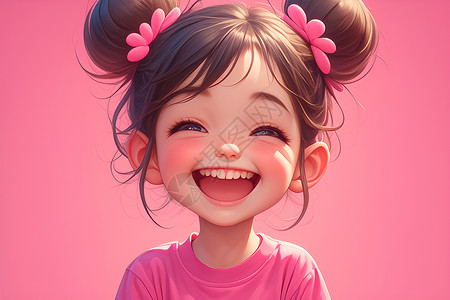 开心大笑的小女孩背景图片