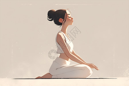 卡通瑜伽做瑜伽的女人插画