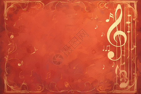 音乐律动边框红色音符壁纸插画