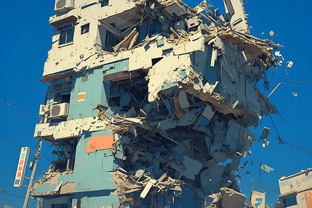 倒塌的房子破败的房屋建筑插画