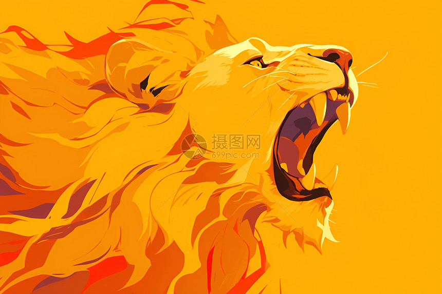 凶猛的狮子插图图片