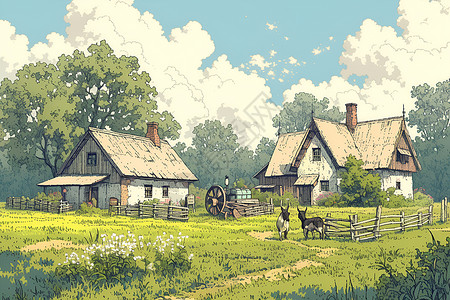 验收房屋农场的建筑物插画
