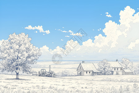 田间的小屋建筑背景图片