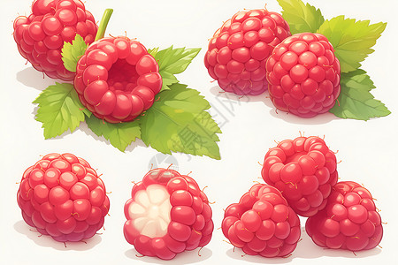 树莓图片多汁的浆果树莓插画