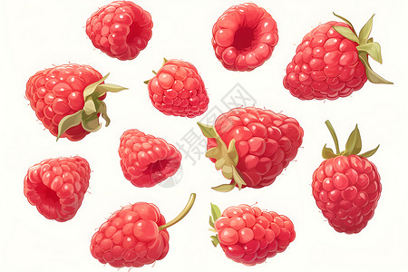 多汁鲜橙多汁可口的树莓食物插画