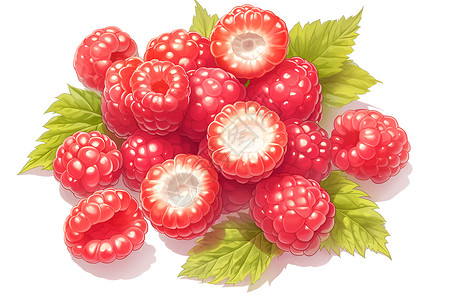 树莓背景健康的红色树莓插画