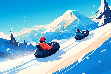 冰雪探险插画背景图片