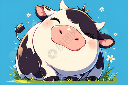 农村养殖可爱的奶牛插画