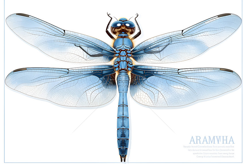 蓝色蜻蜓插画背景图片