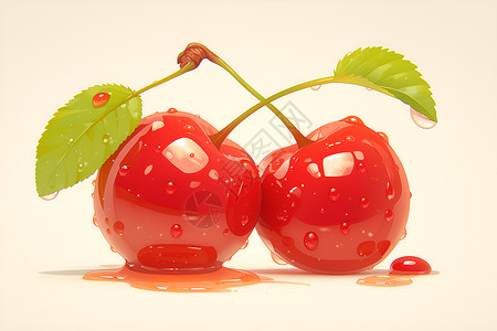 美味营养樱桃鲜美诱人的樱桃插画
