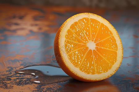 切开橘子多汁的橙子插画