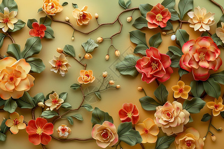 墙上的装饰花墙上的一束花插画