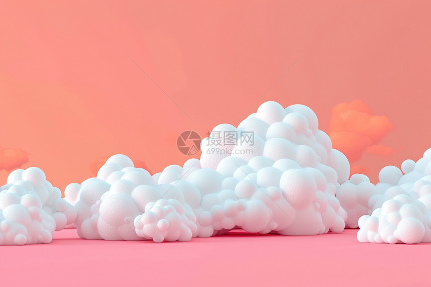 粉色背景中的云朵图片