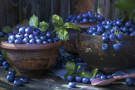 油画水果新鲜蓝莓插画