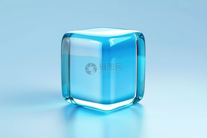 蓝色玻璃物体图片
