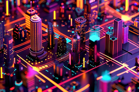 城市的计算机科技背景图片