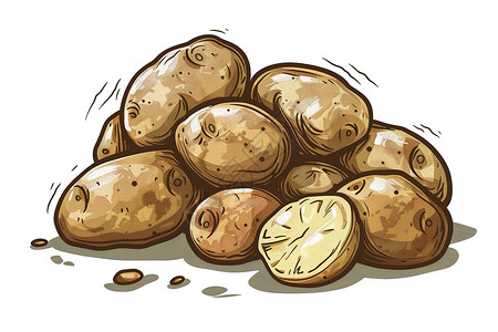 炖土豆一堆土豆插画