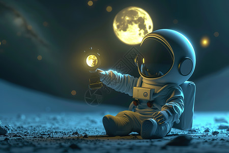 加拿大航空月球上的太空人插画