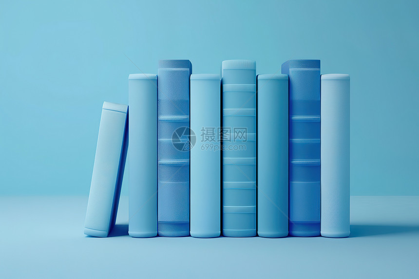 一排蓝色书籍图片