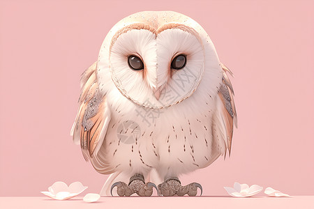 福特猛禽粉色背景上的猫头鹰插画