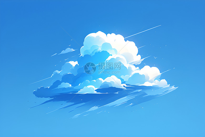 蓝色背景上的白云图片