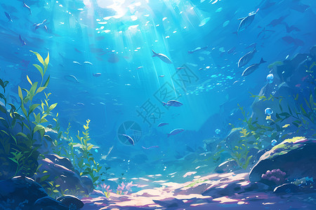 深海小鱼海洋深处的鱼插画