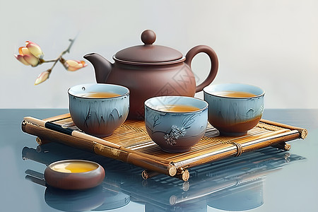 茶叶茶水陶瓷茶壶背景