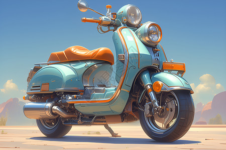 踏板摩托车蓝色的摩托车插画