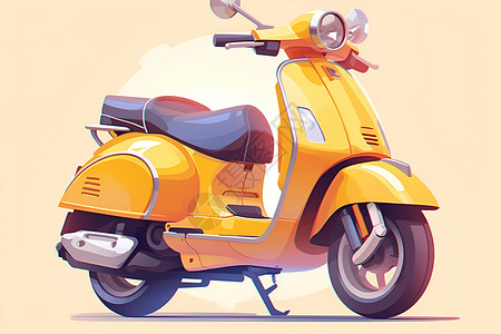 踏板摩托车黄色电动车插画