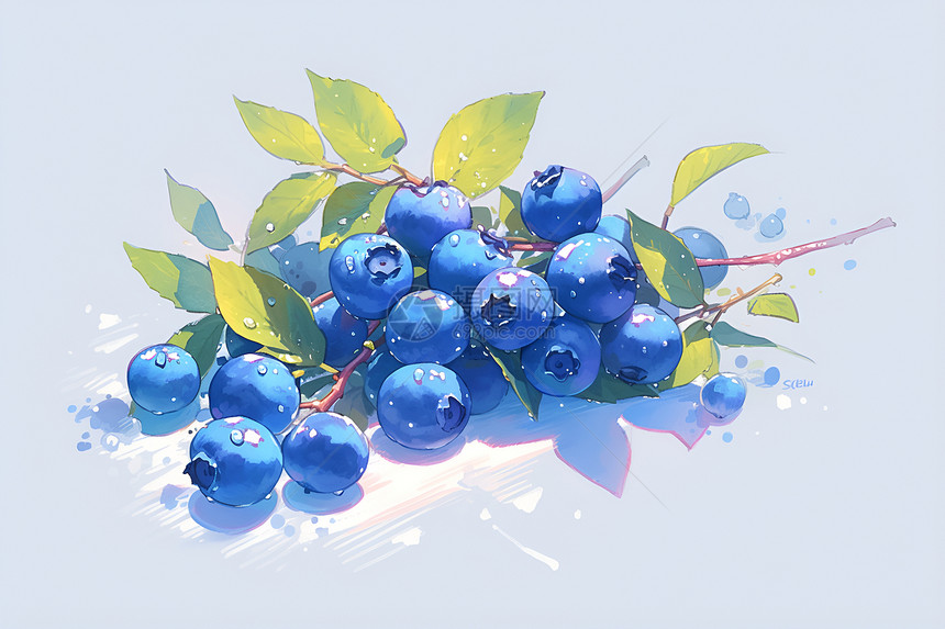 蓝莓的新鲜插画图片