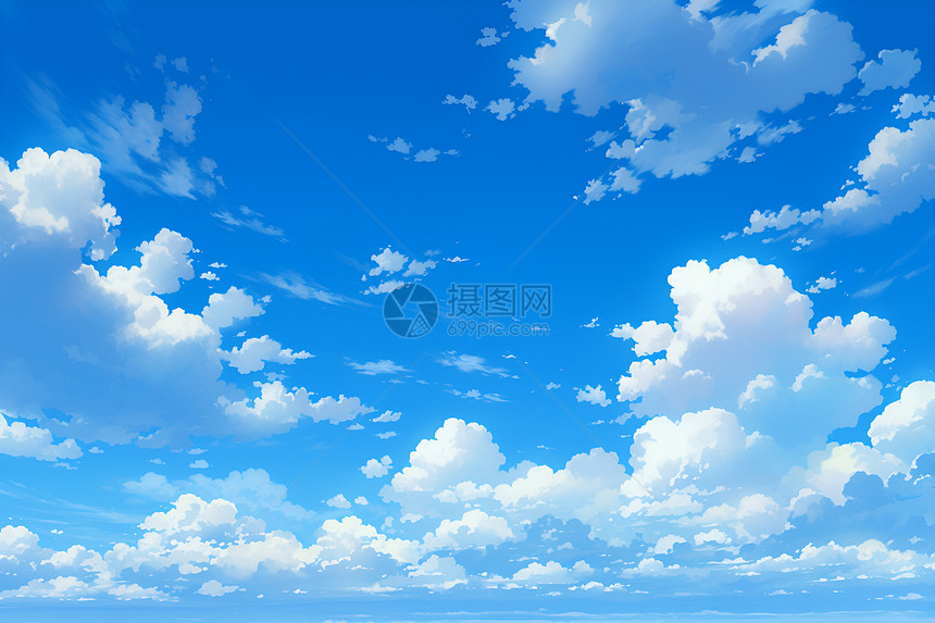 蔚蓝天空中的云海图片