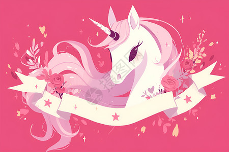 粉色独角兽传说中的白马高清图片