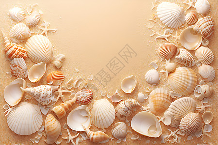 沙滩海星贝壳美丽的贝壳插画