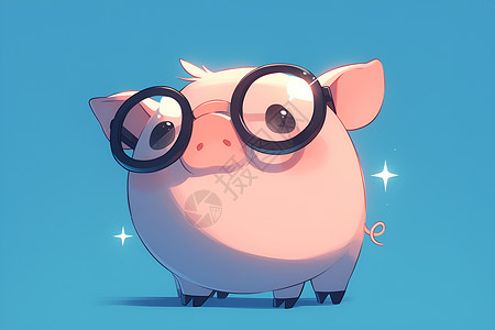带领带的小猪带着眼镜的小猪插画