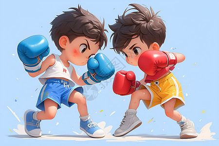 拳击格斗格斗的男孩插画