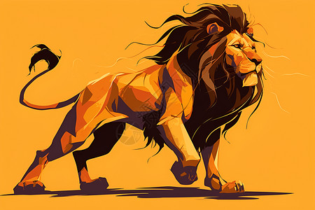 公狮子狮子王者之姿插画