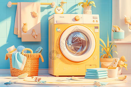 家中的洗衣机背景图片