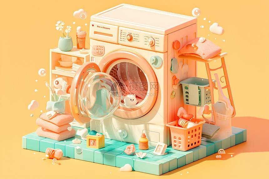 可爱的洗衣机图片