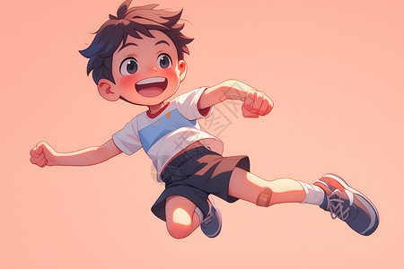 跳跃的男孩活力四溢的男孩跳跃着插画