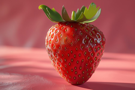 草莓鲜红伴绿枝高清图片